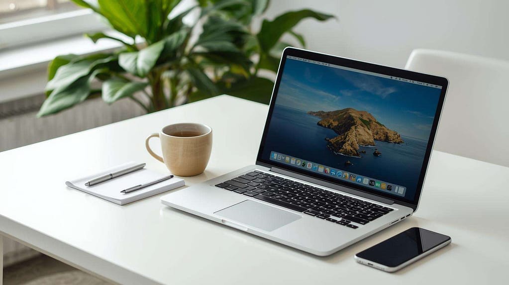 Refurbished laptop and smartphone on a desk showing second-hand tech as a budget-friendly way to save money